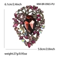 Vintage style floral brooch with pear-shaped brown stones and purple rhinestones - Purple