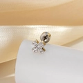 Orecchino a croce argento con zirconi micro-pave e chiusura piatta a vite sicura - Forma di Croce (A780-3) / Bianco (Pezzo Singolo)
