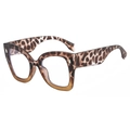 Fashion oversized leopard print cat eye glasses with anti-blue light clear lenses - Sand Tortoise with Gradient Tea