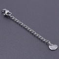 Silver stainless steel 5cm necklace extender chain with heart charm and lobster clasp - S1654 Heart Tag With Clasp / Silver