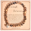 Tiger eye beaded bracelet with heart pendant on gift card for friendship gift - Tiger Eye Heart With Card Style