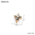 Detailed view of 1.7cm golden cross pendant with black zircon and dimensions info - BP00191B-Gold Black Stone Cross Flower