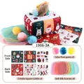 Christmas theme baby sensory tissue box toy with soft plush box and colorful scarves - Christmas Tissue Box (3 Square Cloths + 8 Silk Scarves + 3 Plush Balls) (1906-3A)