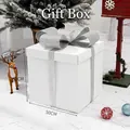 White 50cm Christmas gift box with sparkling silver glitter bow for festive holiday decor - 50cm (Silver Ribbon) White Gift Box