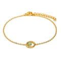 Elegant 18K gold plated stainless steel bracelet with a green natural stone pendant - Gold - Minimalist Natural Stone Bracelet