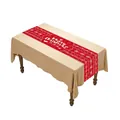 Red Christmas table runner with white Merry Christmas text and reindeer patterns - Red Snowflake Reindeer Stars-015