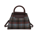 Bolso vintage a cuadros para mujer con asa redonda y correa de hombro ajustable - Marrón