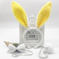 Plush bunny ears headband set with white bowtie and fuzzy tail for costume party - White & Yellow Plush
