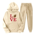 Survêtement deux pièces en polaire beige avec sweat à capuche et imprimé football LOVE - S(L) / Haut Et Bas / Kaki