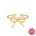 Eleganter vergoldeter S925 Sterlingsilber Ring mit Schleife und Seilstruktur - Einstellbar Offen / Gold #2/Verdrehter Seilbogen