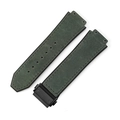Army green suede leather watch strap with black rubber lining and metal folding clasp - [Convex x Wide Mouth] 19x26mm / Suede Army Green - Black Buckle - Z2