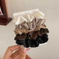 Set di 5 elastici per capelli in raso di seta nei toni del beige e marrone - Set di 5 Pezzi Risparmio (Diametro circa 8cm)