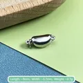 Polished 925 sterling silver oval clasp for necklaces and pearl bracelet making - White Gold Small