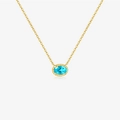 Collana minimalista in argento S925 dorato con ciondolo ovale in vetro blu - Argento 925 / Oro 18K
