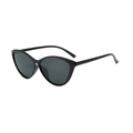 Women's vintage cat-eye sunglasses with glossy black resin frame and dark gray lenses - Black Frame Grey Lens