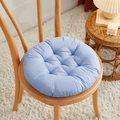 Light blue round tufted chair cushion made of thickened cotton fabric for dining chairs - [Round] Grey Blue