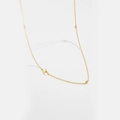 Minimalist 18K gold S925 silver necklace with letter H pendant and small zircons - Letter H / 925 Sterling Silver Plated With 18k Gold