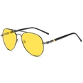 Klassische Pilotenbrille mit gelben Polgläsern und dunkelgrauem Metallrahmen - Gunmetal-Rahmen (Polarisierte Nachtsicht)