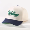 Wellness Retreat embroidered baseball cap with cream crown and navy blue brim visor - One Size / Cream/Navy Blue