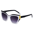 Occhiali da sole cat-eye con montatura nera, bianca e gialla e lenti sfumate viola - C6 Montatura Bianca Sopracciglio Nero Astina Nera / Montatura Bianca Astina Nera Lenti Sfumate Viola