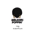 Detailed embroidery texture of Melanin Poppin Afro girl iron-on patch for clothing - Style 18 Melanin Poppin