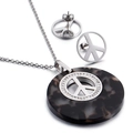 Titanium goudkleurige sieradenset met schildpad acryl vredesteken ketning en oorknopjes - Zilveren Vredesteken (KS51277-K)