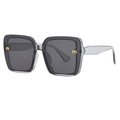 Chic black translucent square frame sunglasses with golden M logo and clear grey temples - One Size / Smoke Gray