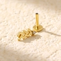 S925 sterling silver gold plated wave earring stud with white zircon and flat back - Gold (Aquarius)