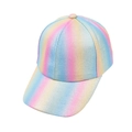 Regenbogen-Baseballkappe mit Glitzerstoff und verstellbarem Riemen für Kinder - Verlauf Rosa Gelb Blau