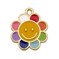 Rainbow sunflower enamel charm pendant with colorful petals for DIY jewelry making - Sunflower Pendant (11055)
