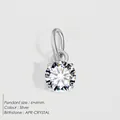 Stainless steel necklace with 6x6mm round cubic zirconia pendant in silver finish - 6x6mm / April White-Silver Color