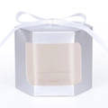 Elegant white hexagonal gift box with clear window and satin ribbon for cakes - Silver