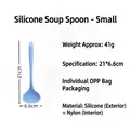 Light blue small silicone soup spoon 21cm long heat resistant nylon core kitchen ladle - Small / Blue