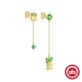 S925 sterling silver asymmetrical pineapple drop earrings with yellow and green zircons - 925 Silver / Pineapple Pendant (Gold#1)