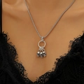 Gothic sterling zilveren ketting met drie gegraveerde schedels aan een ronde hanger set - Antiek Goud en Wit K (5720)