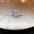 Elegant silver snowflake ring set with sparkling zircon crystals in a luxury finish - Silver Snowflake Zircon