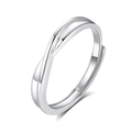 Anello di coppia minimalista in argento sterling S925 con design a croce regolabile argento - Aperto Regolabile / Modello da Uomo (FDJZ-161)