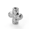 Polished silver stainless steel cross spacer bead with embossed four-petal flower design - 1# Cross Flower / Steel