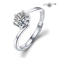 Cross twisted band six-prong moissanite ring with S925 stamp in adjustable size - JZ002 (1 Carat)