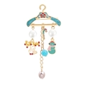 Christmas reindeer and snowman pendant brooch with blue enamel and white pearls - C1755-1-Hanger Pendant Set A