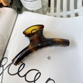 Close-up of large amber tortoiseshell hair claw clip on a stylish magazine background - 11.5cm / Glossy Light Tortoise