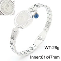 Bracelet argenté en acier avec breloque œil bleu et relief de pièce en strass - Style de Pièce de Monnaie avec Strass à Motif Creux (KB183420-HM) / Couleur Acier