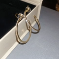 Macro shot of gold hoop earrings with sparkling crystals on black velvet gift box - Clip-on Style / 4cm / Gold