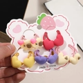 Set of 5 colorful kids' hair ties with cute elephant and heart shapes on bear card - Cartoon Elephant Heart Mixed Colors / 5 Pairs Set