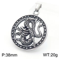 Retro dragon round pendant in antique silver finish, 38mm stainless steel jewelry piece - Dragon Ring Style(KP130531-TGX)