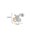 Silver bow ear stud with colorful zircon stones and dimensions 0.69cm by 0.7cm - Flower Style (6#) / Silver