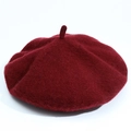 Classic wine red wool beret for women in a minimalist solid color winter style - M (56-58cm) / Burgundy
