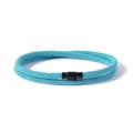 Blue double-layer woven rope bracelet with black magnetic clasp for couples - Sky Blue