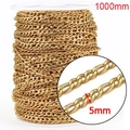 5mm 18k gold plated stainless steel Figaro chain for DIY jewelry making on a spool - Gold 5mm Figaro Chain (KLJ8579-Z)