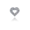 Silver alloy heart-shaped charm with embedded crystals for DIY collars and jewelry - 10mm / Rhinestone Heart
